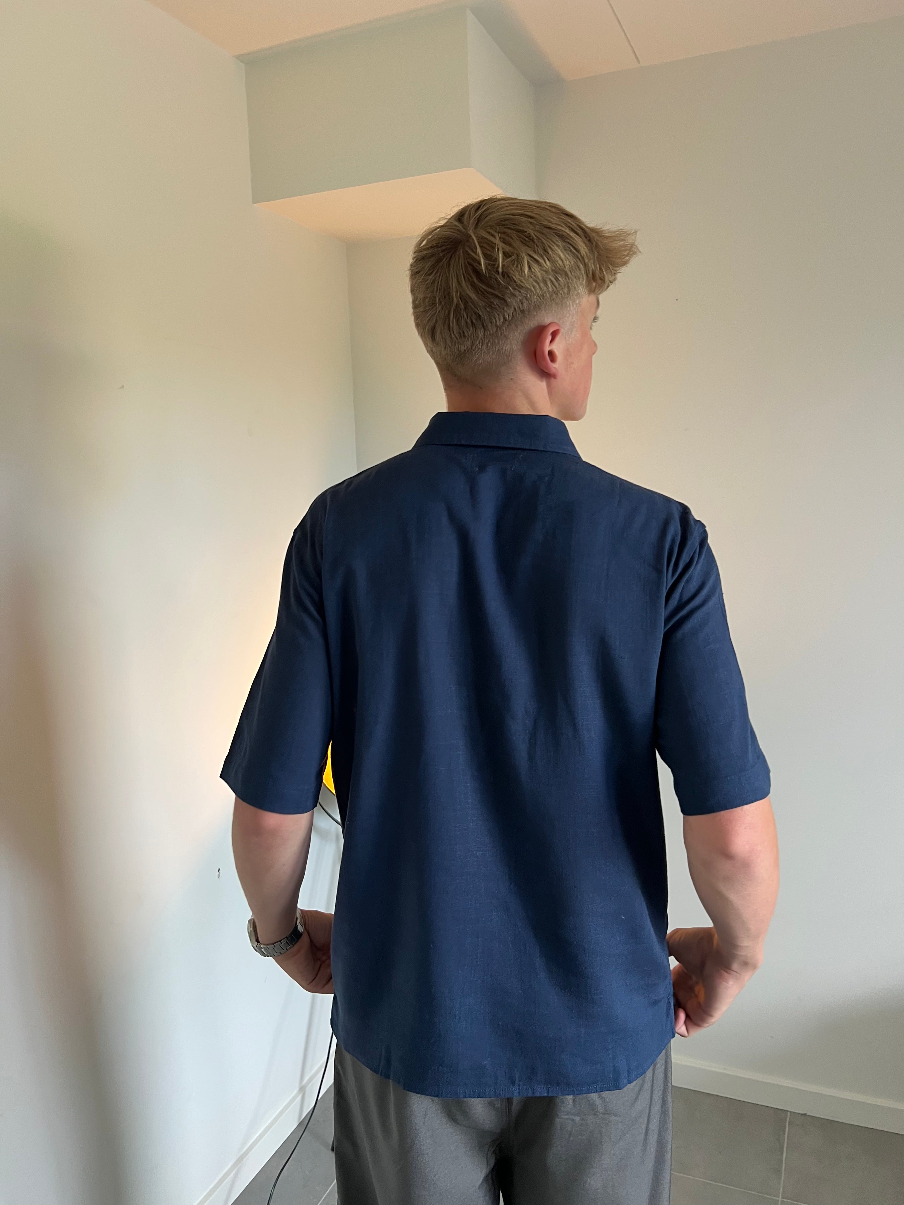 LINEN POLO - NAVY
