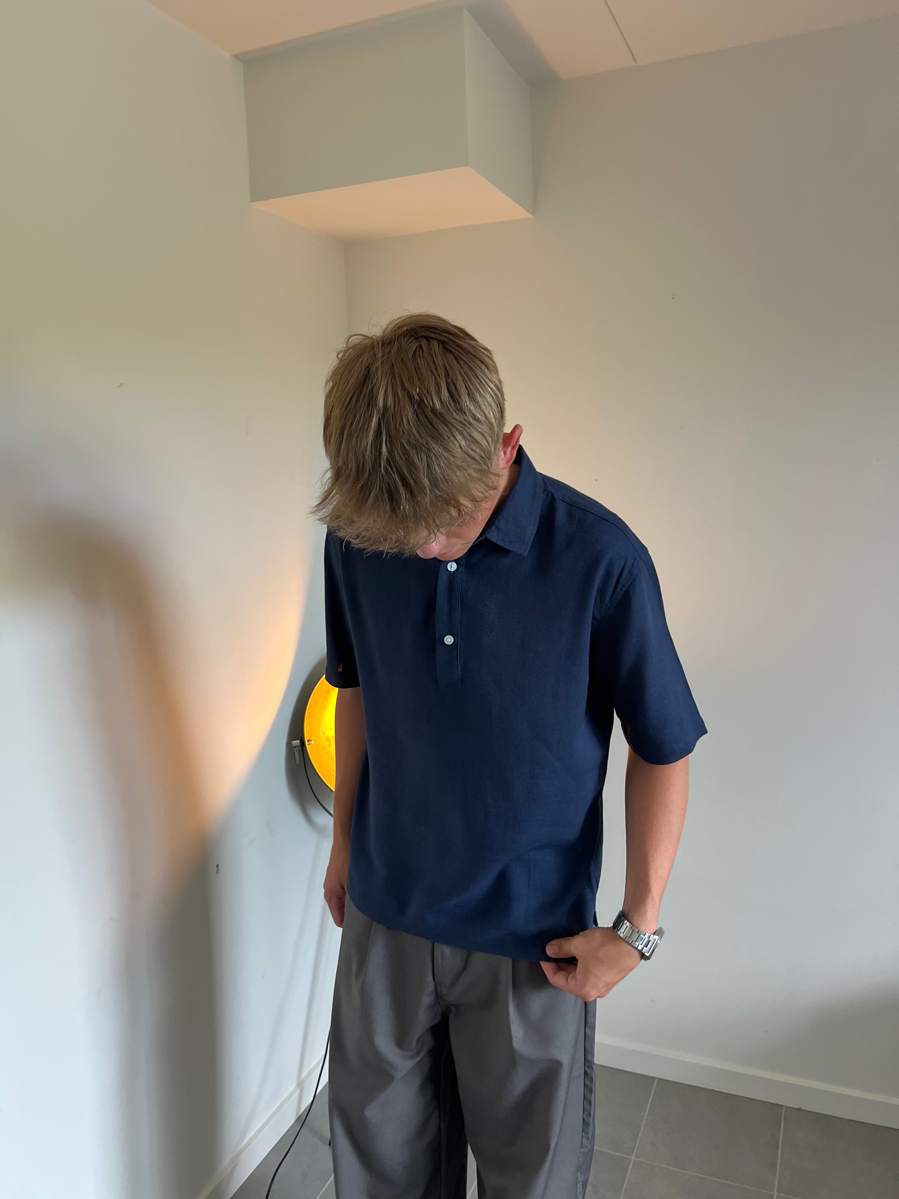 LINEN POLO - NAVY