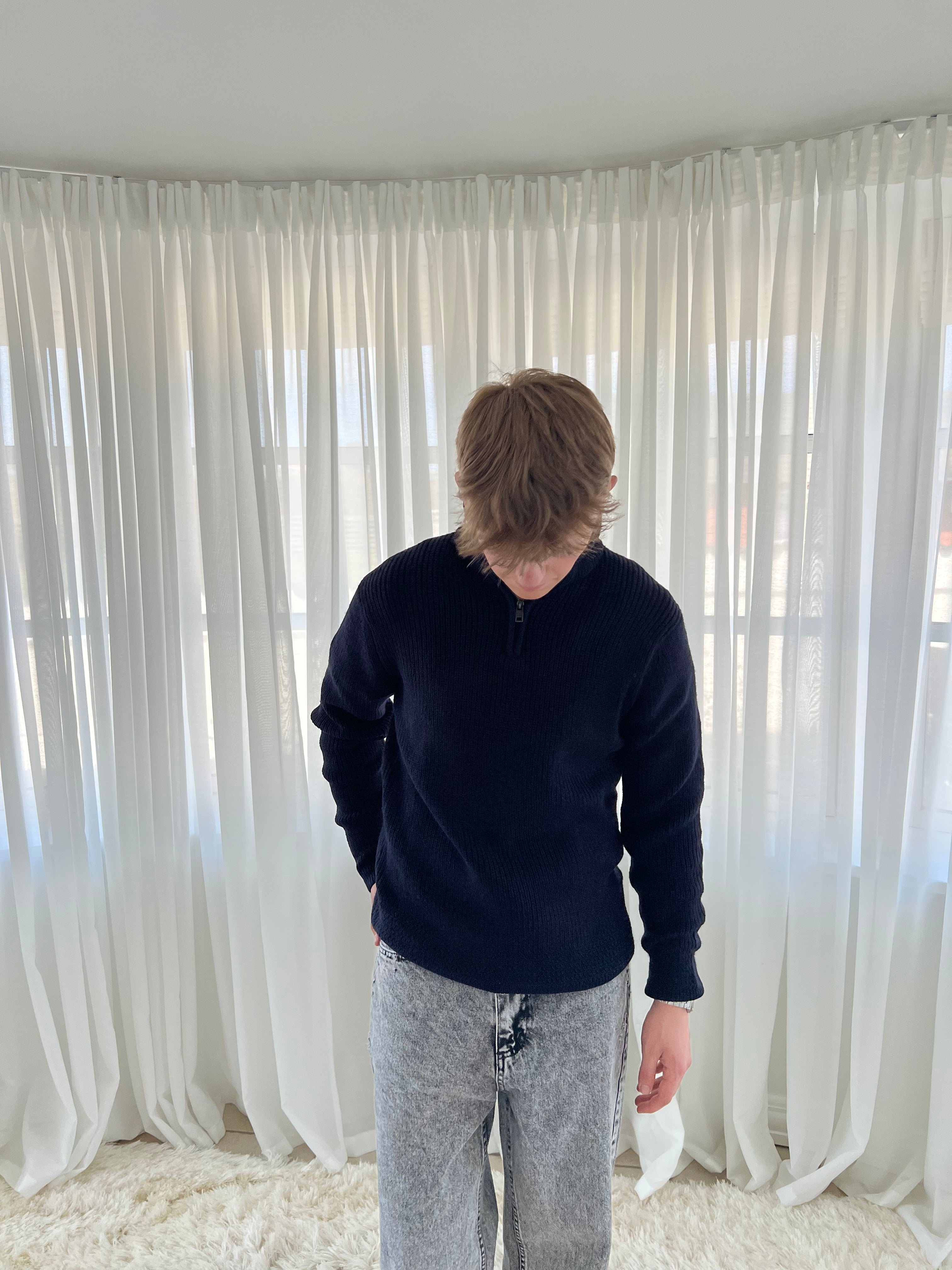 RELAXED HALF ZIP - NAVY