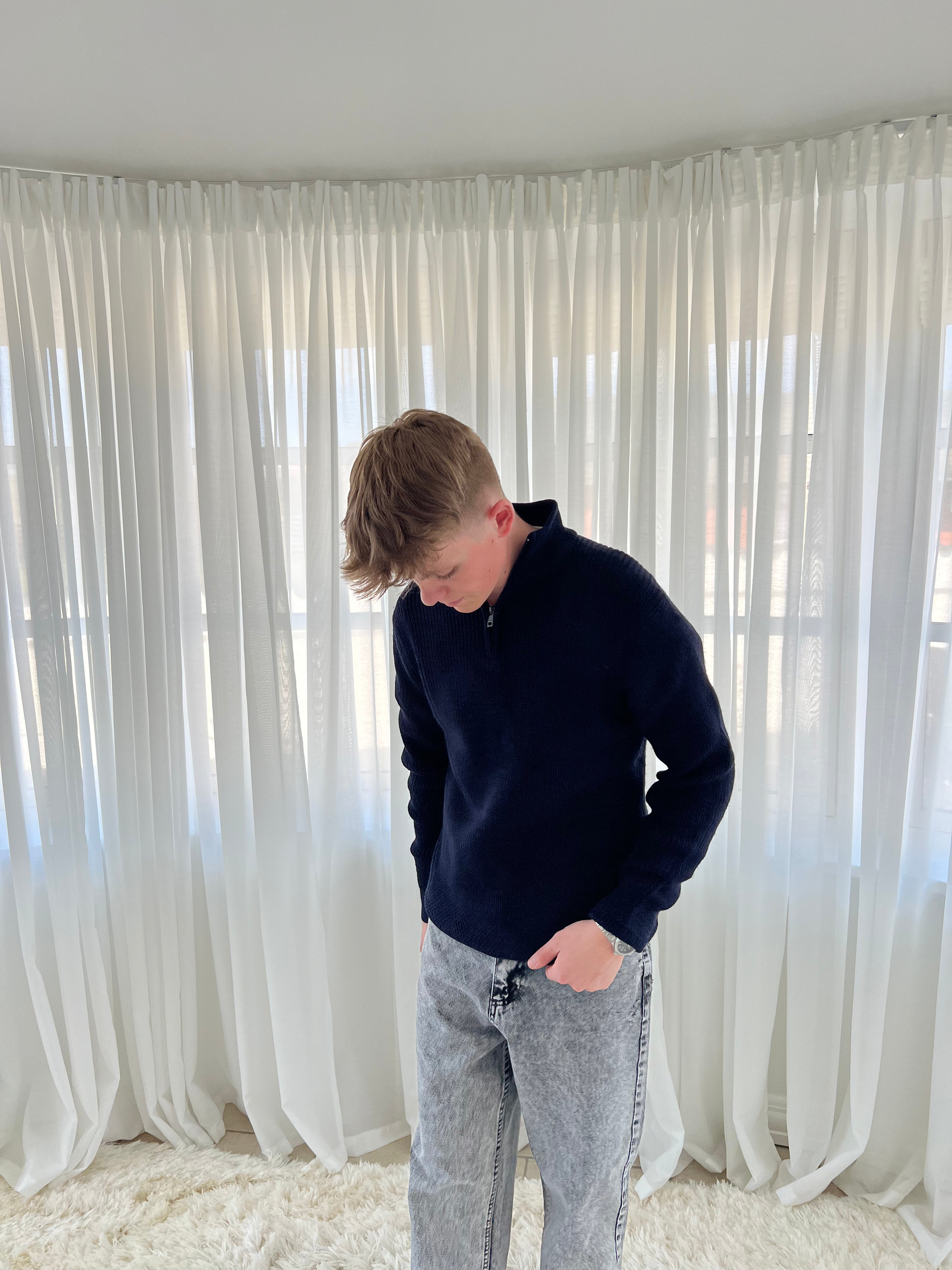 RELAXED HALF ZIP - NAVY