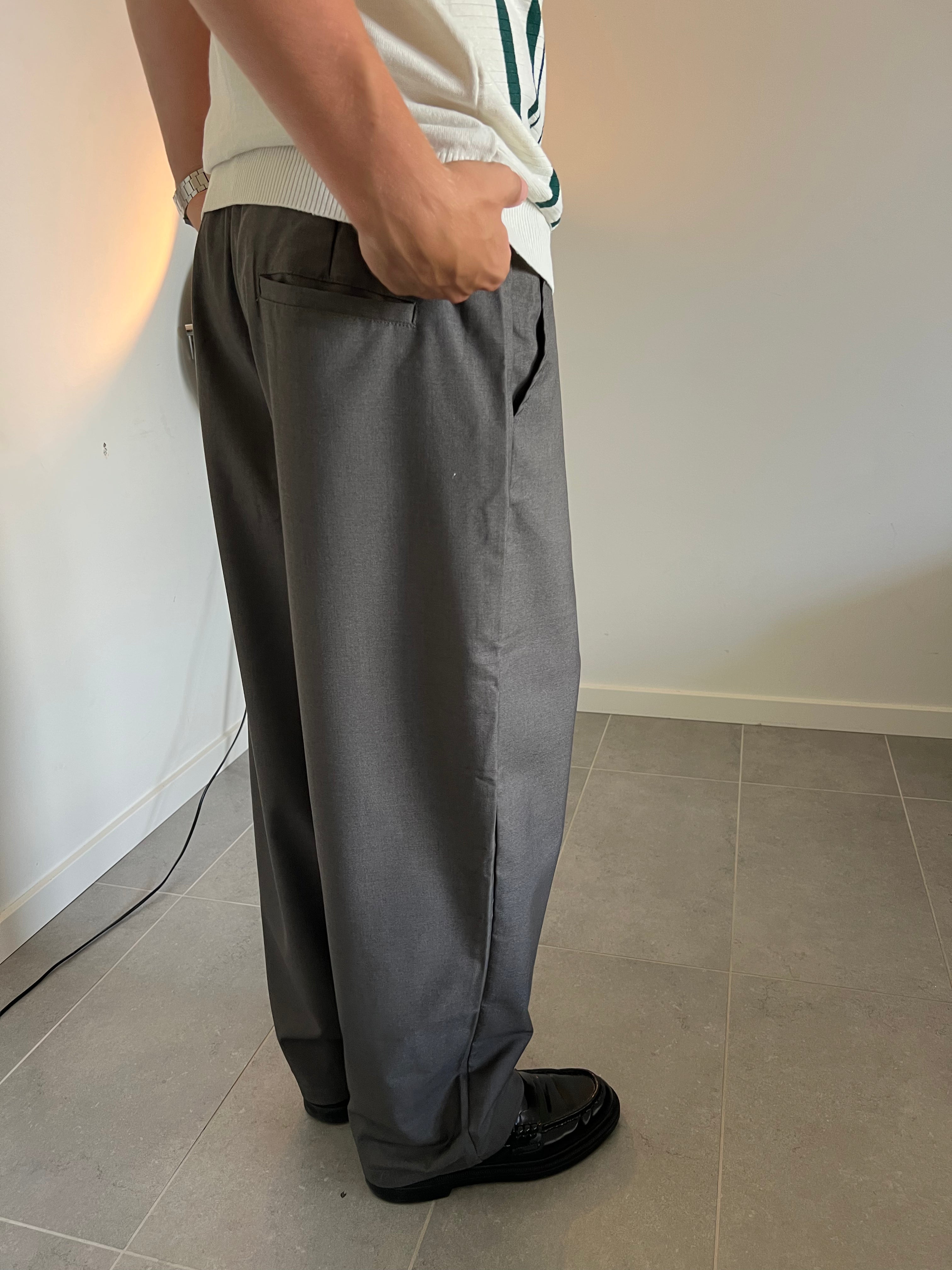 LOOSE SUIT PANTS - BROWN