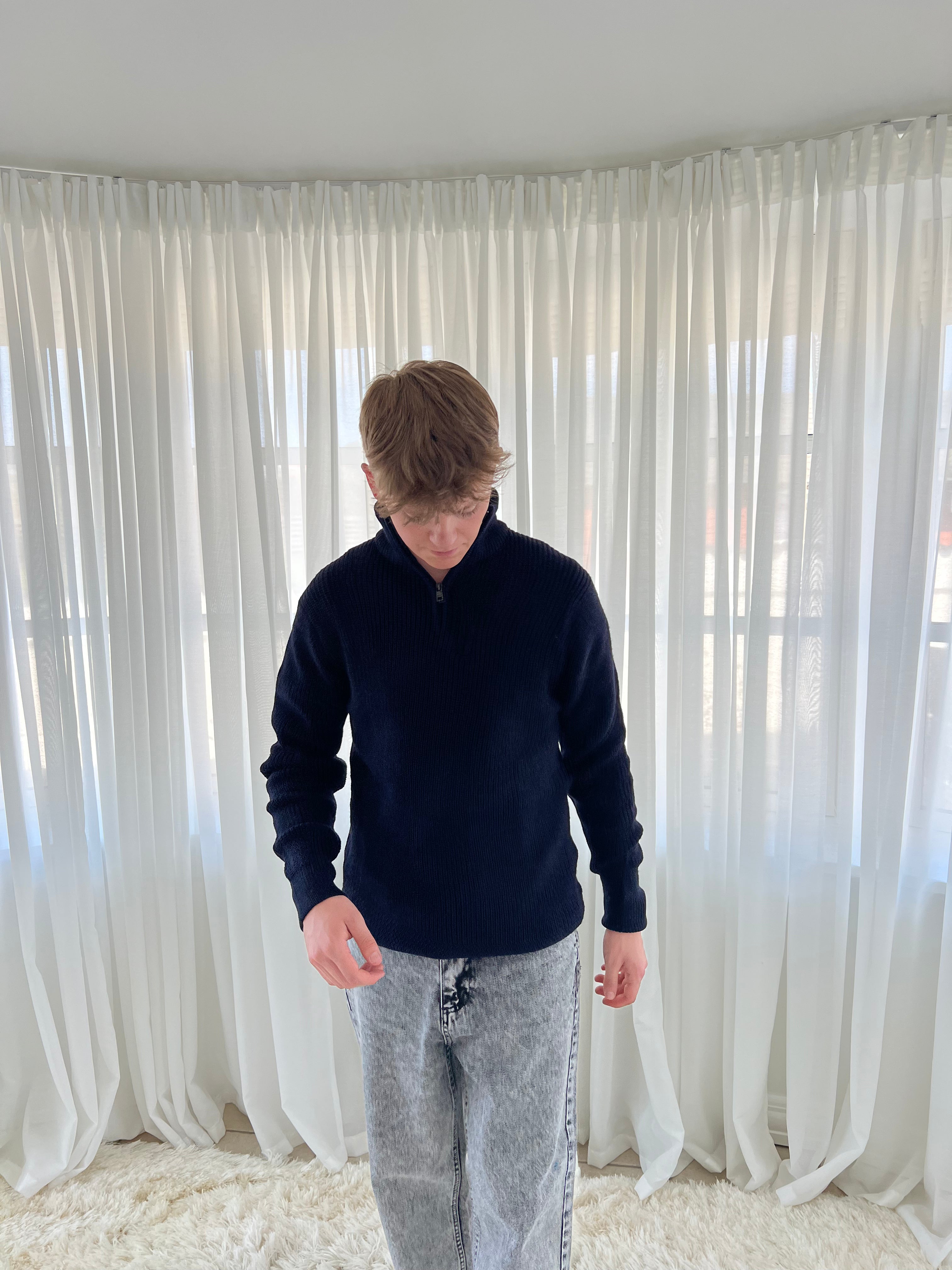 RELAXED HALF ZIP - NAVY